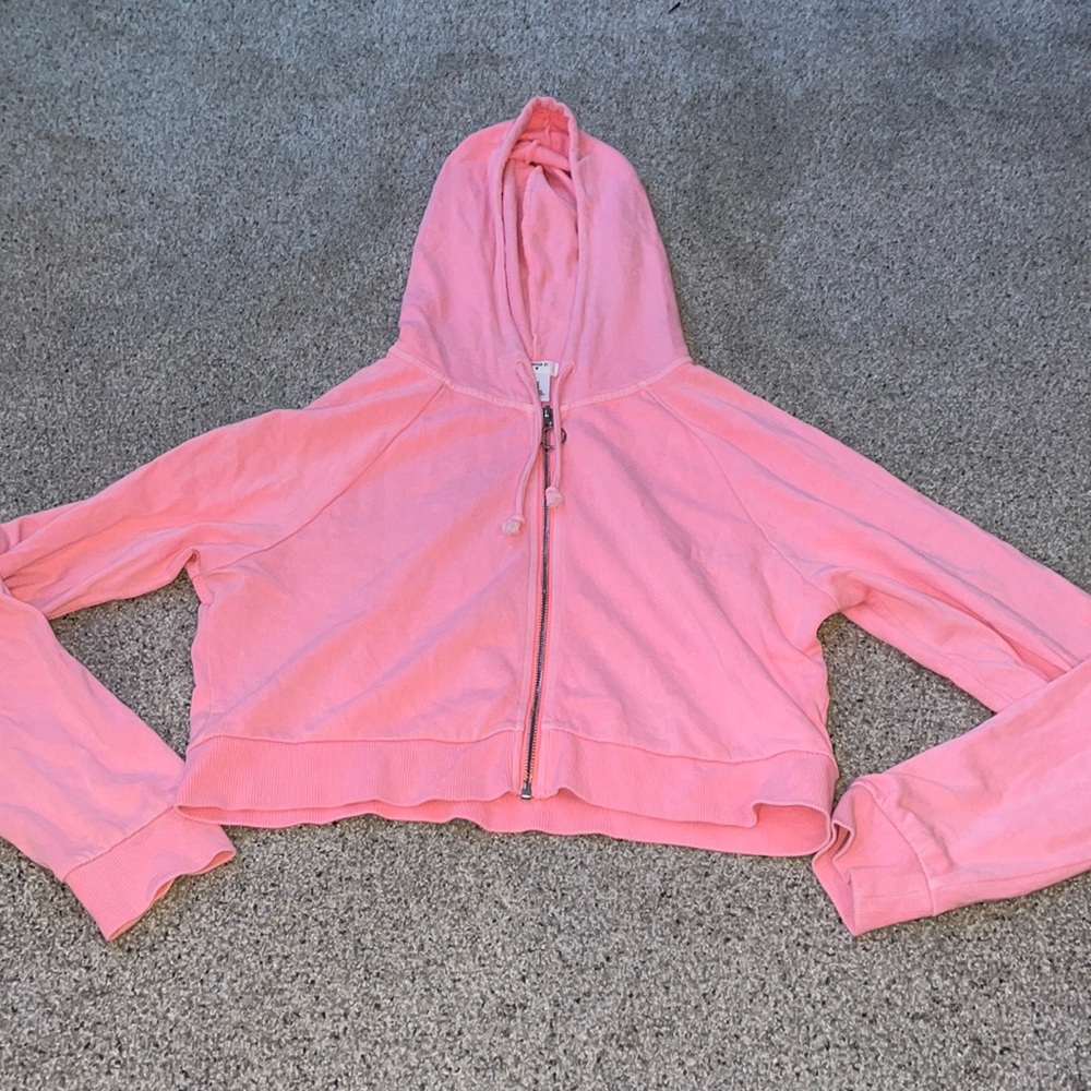 Forever 21 cropped pink zip up